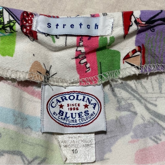 Carolina Blues Colorful Capris with Mid Century Illustrations | Stretch Cotton - Picture 6 of 10